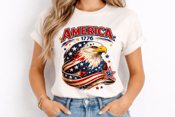 America 1776 Patriotic Eagle T-Shirt PNG: Bold Americana for Your Brand