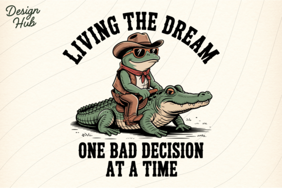 Cowboy Frog Riding Alligator: A Bold Western Design