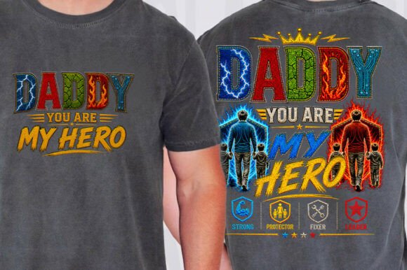 Daddy My Hero Fathers Day PNG: A Design Asset for Meaningful Projects