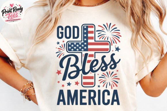God Bless America Flag Cross PNG