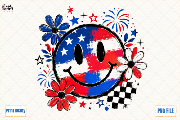 Patriotic 4th of July Smiley Face PNG: A Retro Revival