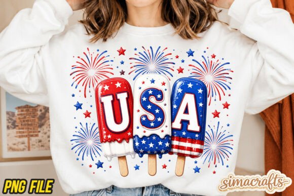 Patriotic USA Popsicle PNG 4th of July: Your Summer Design Staple