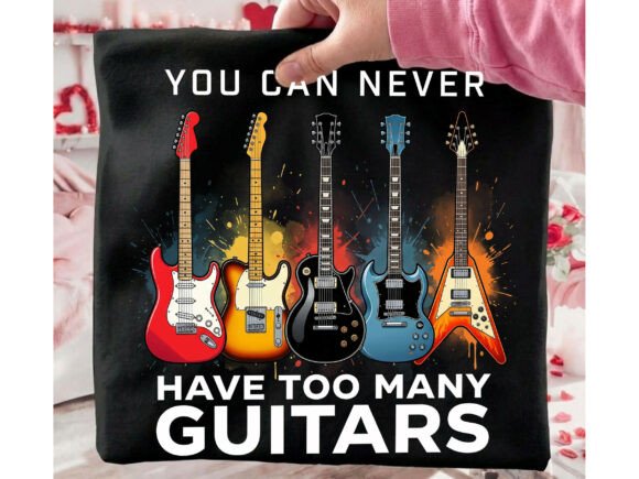 Rock Your Designs with the Too Many Guitars Music Retro Tshirt Png