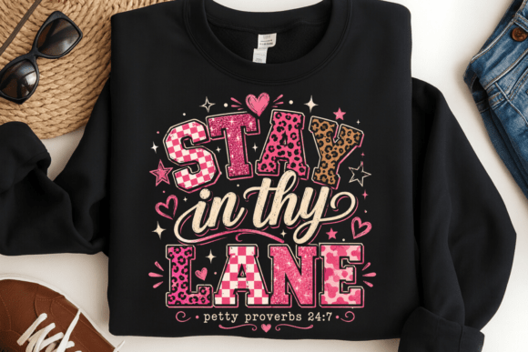Stay in Thy Lane PNG: Bold Pink Glitter and Leopard Print