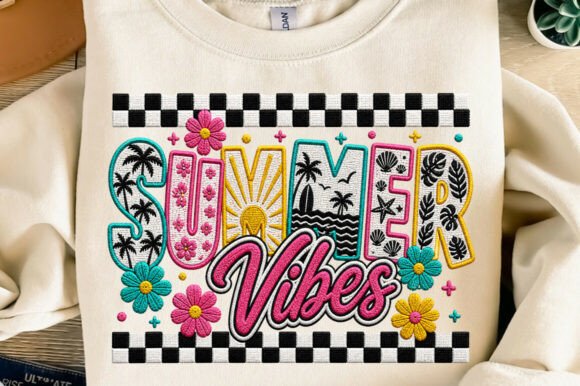Summer Vibes Faux Embroidery PNG: Your Go-To for Coastal Style