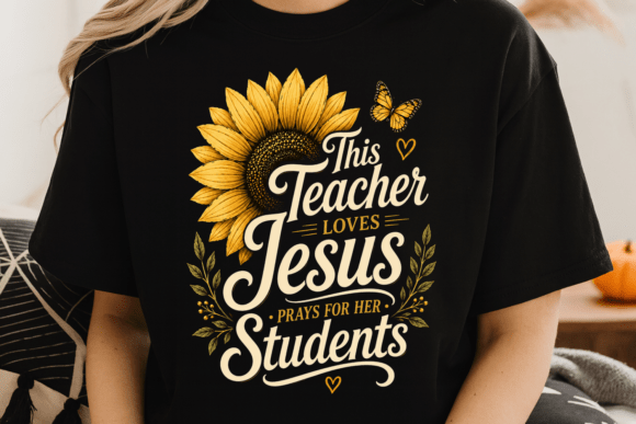 Teacher Loves Jesus PNG T-Shirt Design: Faith-Filled Apparel