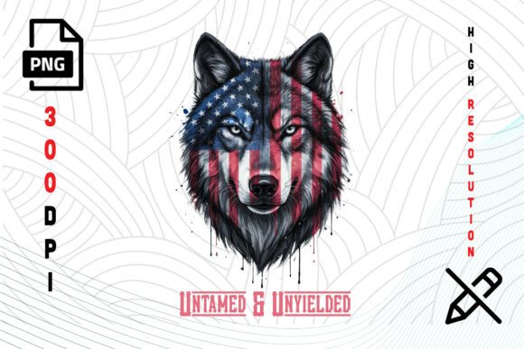 Untamed & Unyielded Wolf PNG: Merging Wilderness with Patriotism